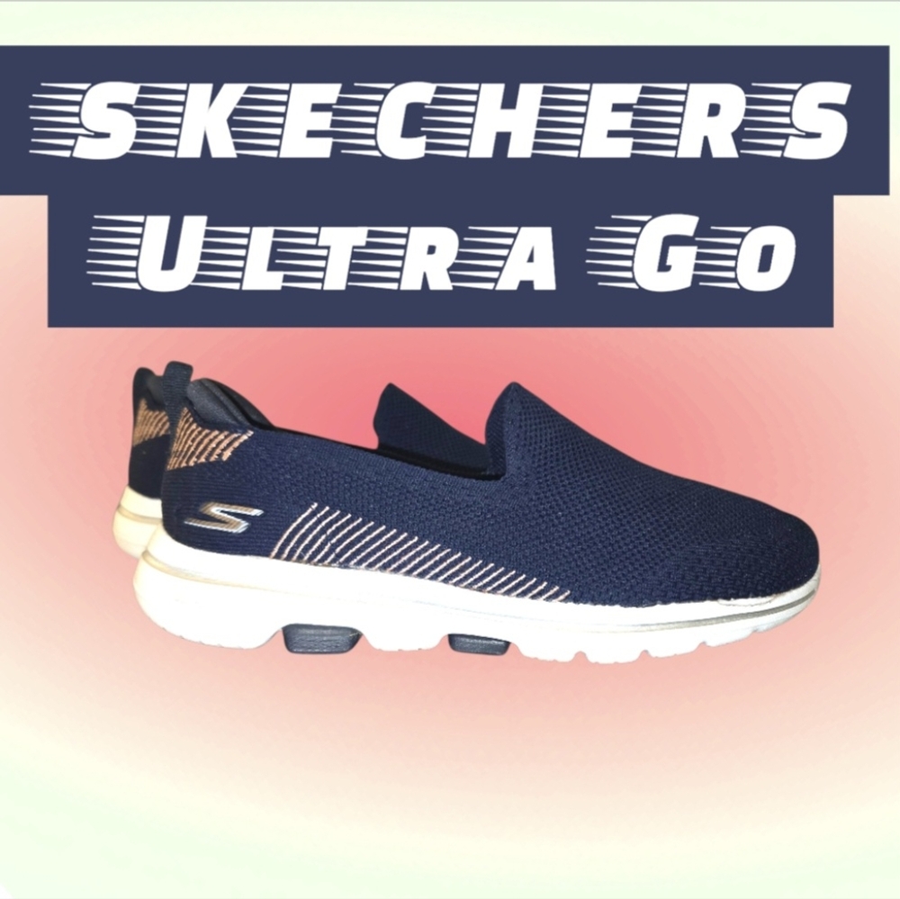 Skechers Women's Go Walk Womans Sneaker Size 8.5 Slip-on Shoes 15900 Navy Blue